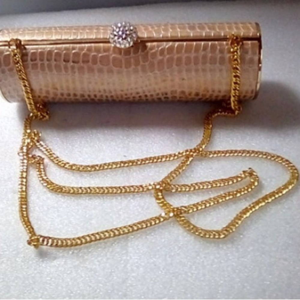 Gold Retro Tube Clutch Crossbody Purse